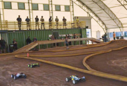 Indoor RC Racing Track under a fabric structure with open side walls