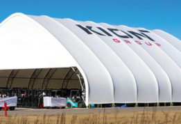 Equipment Storage under a fabric building - outside view