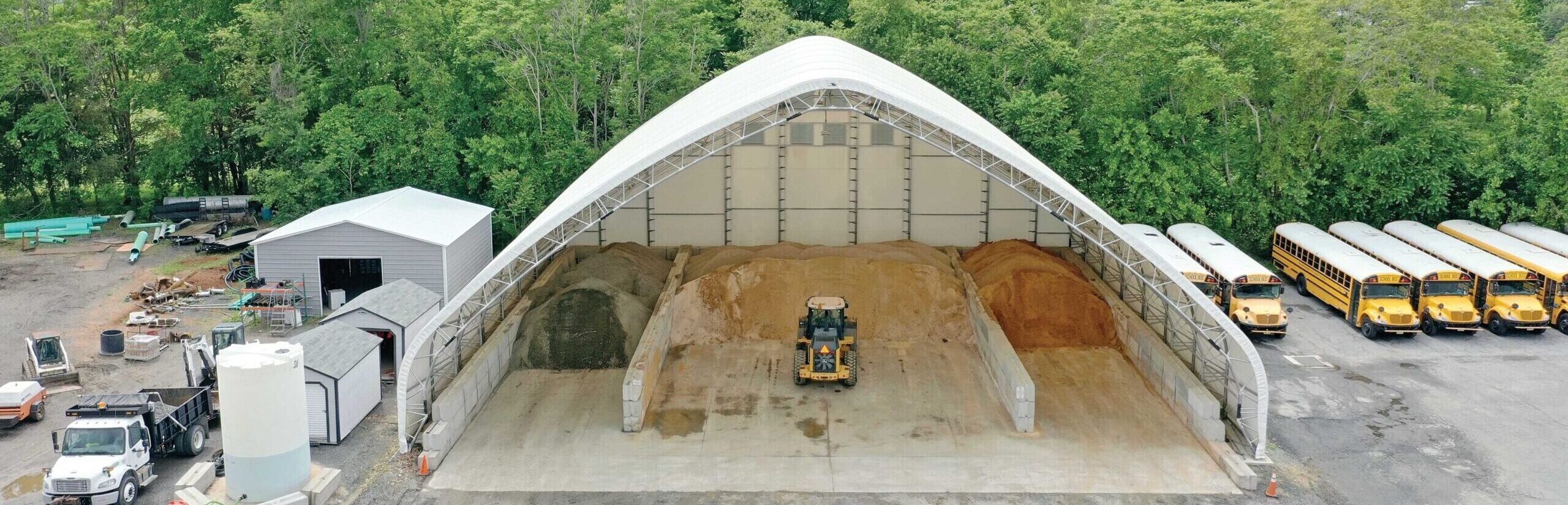 gable fabric building for sand and salt storage