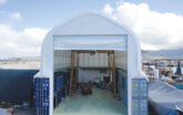 Fabric Building With A Shipping Container Foundation