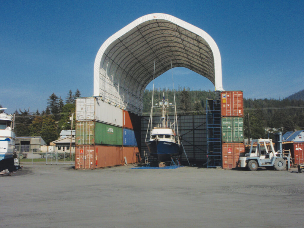 Boat Under Fabric Building