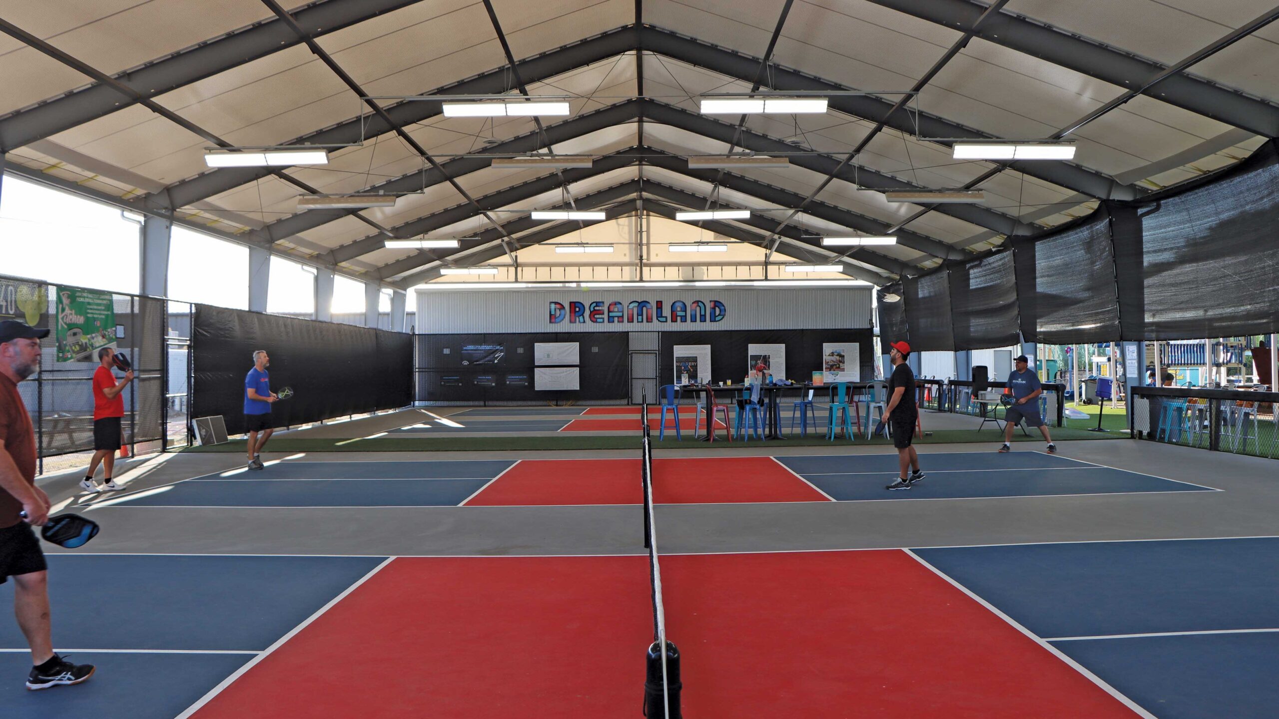 pickleball courts under fabric building