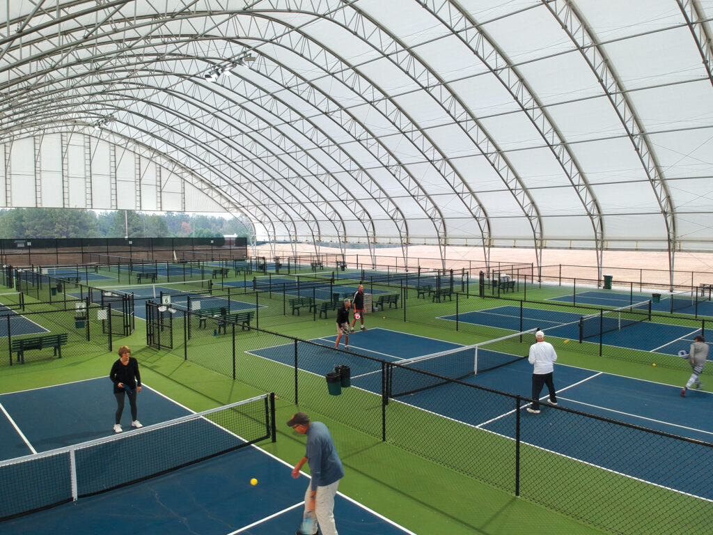 indoor pickleball facility with courts