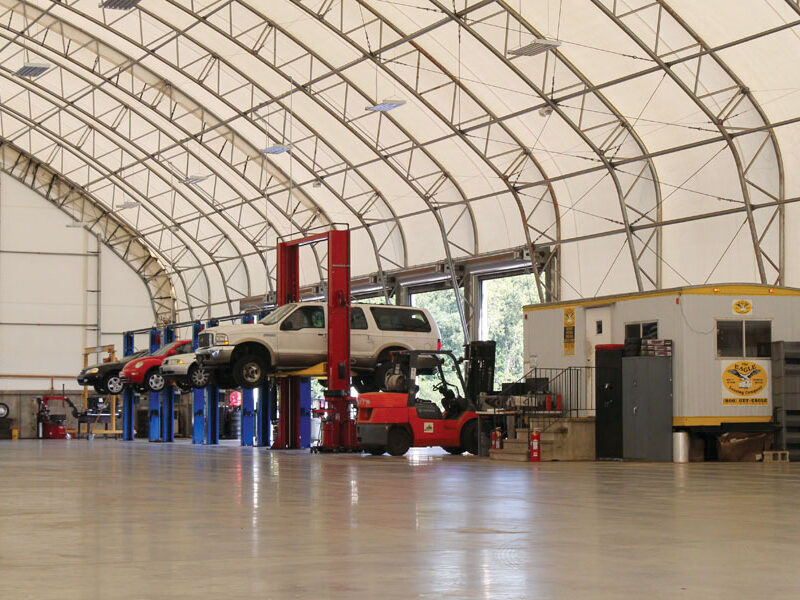 Car Shop in a Fabric Structure with lifts