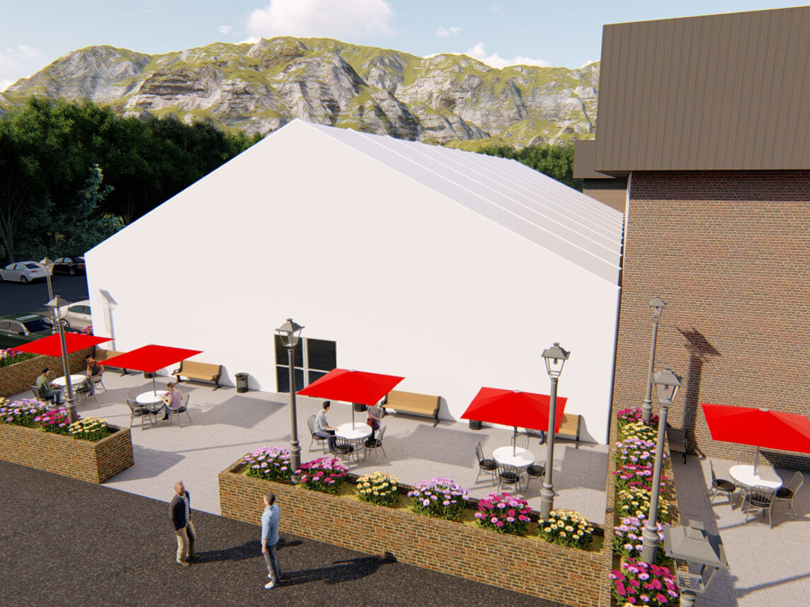 Outdoor Lunch Building for Social Distancing 3D Rendering