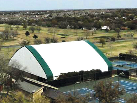 Fabric tennis building