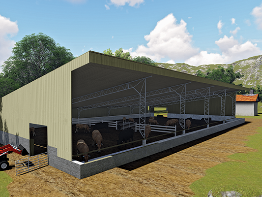 Monoslope Building for Agriculture Application - 3D Rendering