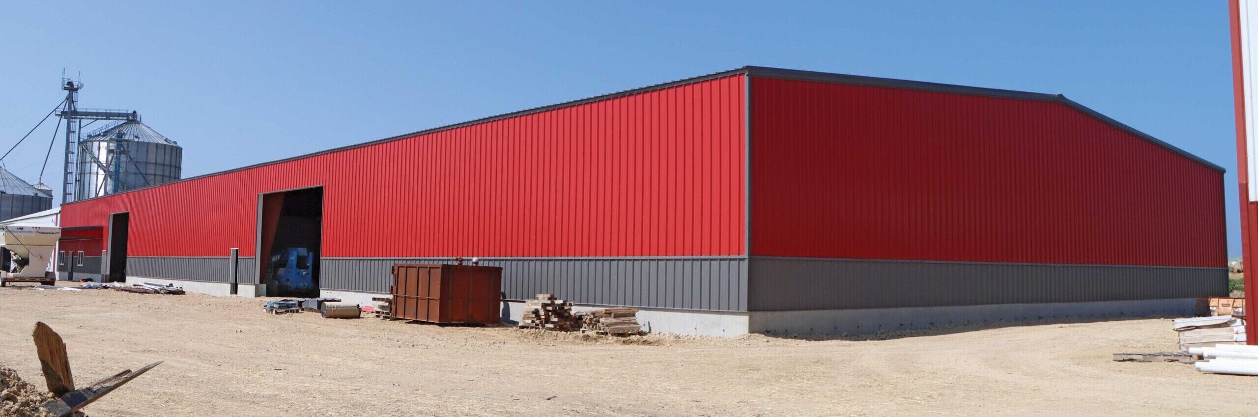 red and gray commercial modular building