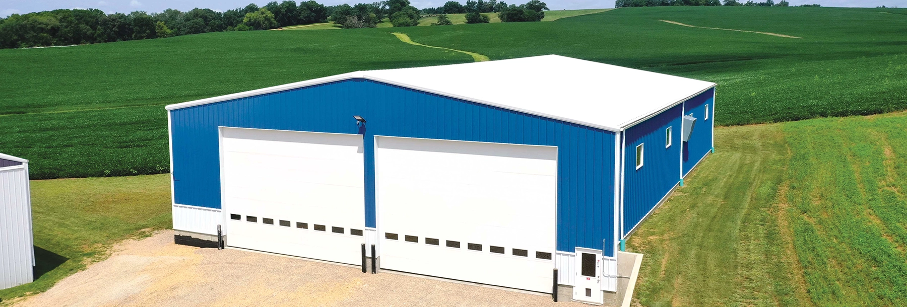 blue clearspan pemb on farmland